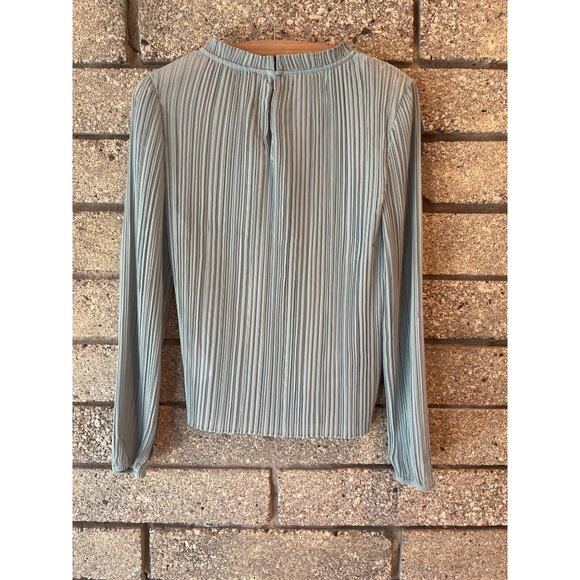 J.Crew Small Pleated Long-Sleeve Top With Ruffle Detail In Light Blue - Picture 7 of 9